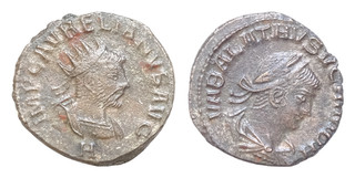 Aurelian and Vabalathus Æ 19mm 3 8g Antoninianus. Antioch. AD 271 272.
