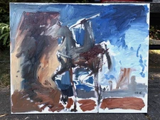 Cubist Western Cowboy Oil Painting Original signed Canvas 16x20