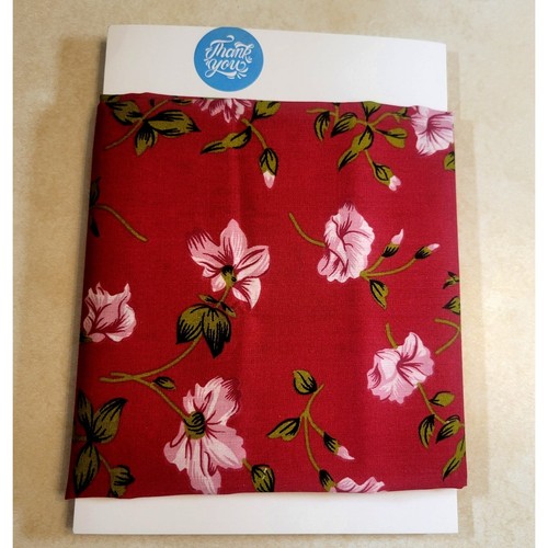 Cotton Fabric Pink Flowers Green Leaves Deep Rose Background 1yd x 44" Unbranded - Picture 8 of 8