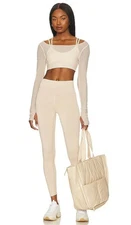 Alo Yoga Airlift Set size XS Long Sleeve Ballet Dream Bra Leggings Beige