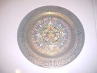 Vintage Brass Enamel Aztec Mayan Calendar Wall Hanging Plate 11"  Mexico changer — photo 5