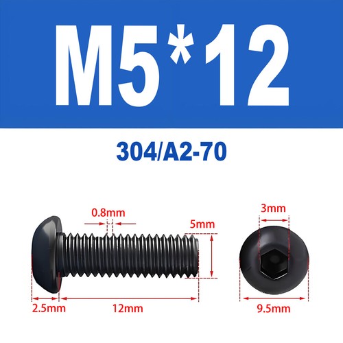 Schwarze Innensechskant Linsenkopfschrauben A2 V2A Edelstahl ISO 7380 M2 - M10 - Bild 56 von 121