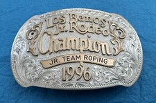 VTG 1996 Los Banos Jr Rodeo Sterling Silver OL Diablo Roping Trophy Belt Buckle