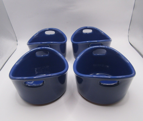 Rachel Ray Steinzeug Kobaltblau 10 Unzen Ramkins Backformen 4er Set # HO16S - Bild 1 von 4