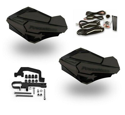 Powermadd Sentinel LED Handguards Black Charcoal Mount Ski Doo Hayes Snowmobile