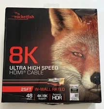 Rocketfish- 25' 8K Ultra High Speed HDMI® 2.1 Certified Cable Black -New OpenBox