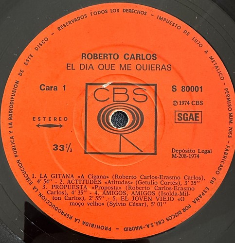 ROBERTO CARLOS VINYL LP EL DIA QUE ME QUIERAS SPAIN 1974 - Picture 4 of 4