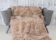 Luxury fox fur blanket throw. Real fur blanket