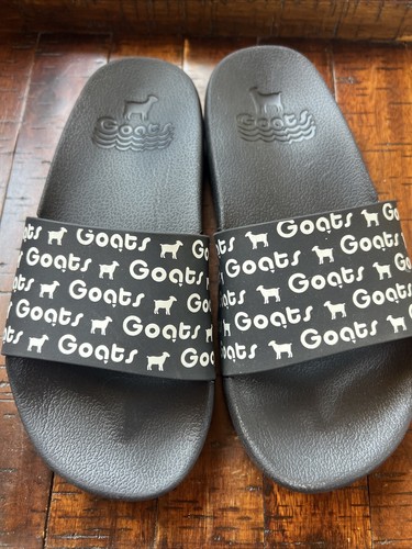 Sandali bambino GOATS nero bianco logo comodi slip on slide taglia 3 Y - Foto 1 di 7