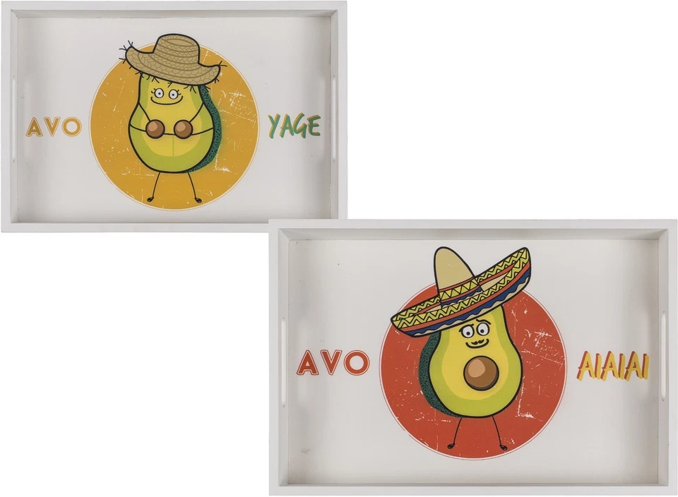 Tablett Serviertablett Früchte 2er Set »Avocado« Holz Küche Bar Lustige Motive - Bild 2 von 3