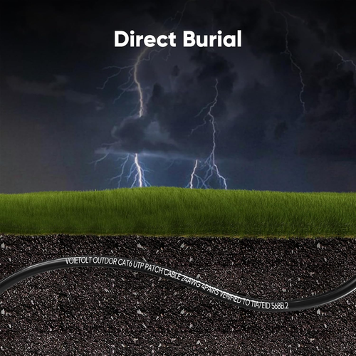 Outdoor Cat 6 Ethernet Cable 50M, Water Resistant Direct Burial LLDPE UV Jacket - Afbeelding 3 van 12