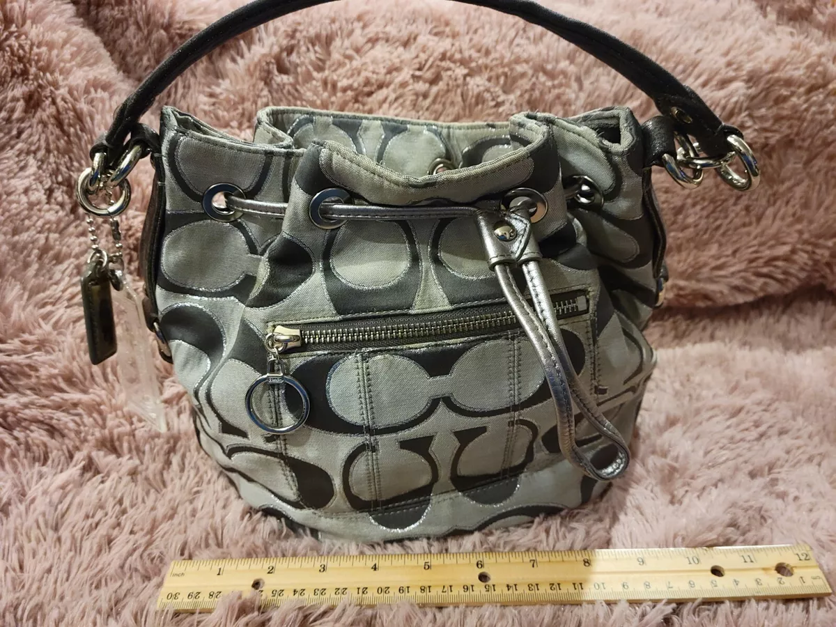 COACH Poppy Signature Lurex Drawstring Tote eBay
