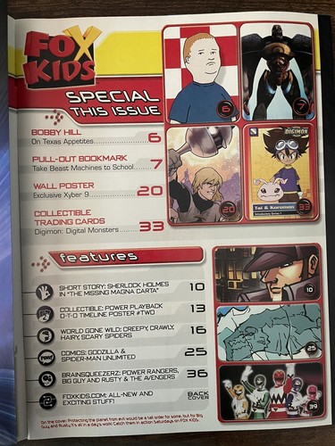 Fox Kids Magazine Winter 1999 Complete Digimon Card Page & Bookmark Y2K VTG - Picture 3 of 7