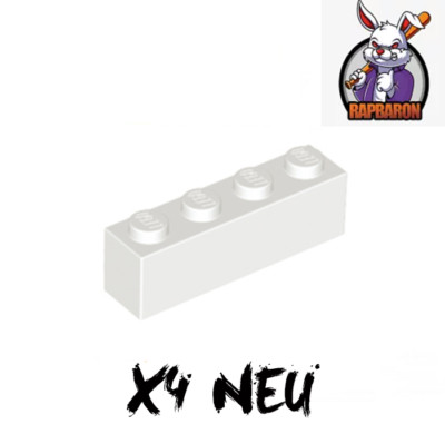 Lego    4x 1x4 Stein   Basic   Brick   White   Weiß   3010   Neuware