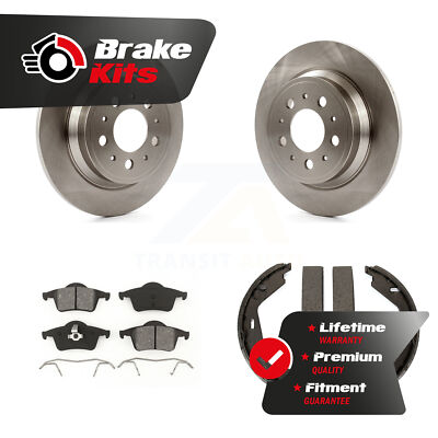 Rear Disc Rotors Semi-Metallic Pads & Parking Shoes Kit For 2003-2005 Volvo XC70