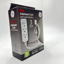 GE Pro Extension Cord 3-Outlets With Surge Protection White/Gray
