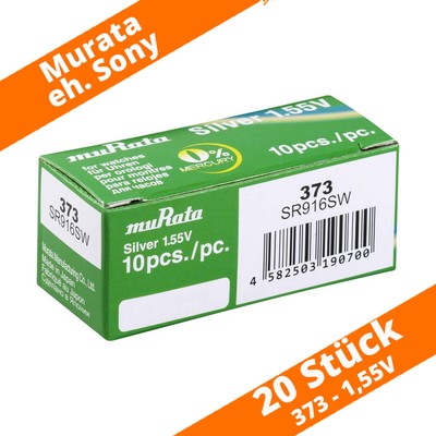 20 x Murata 373 SR916SW SR68 eh. Sony Knopfzelle Uhren Batterie Knopfzelle