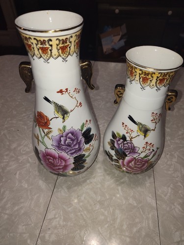 2 Large Ceramic Vases Chinese Zhong Guo Zhi Zao Flower & Bird Vintage Vtg Asian - 第 4/16 張圖片