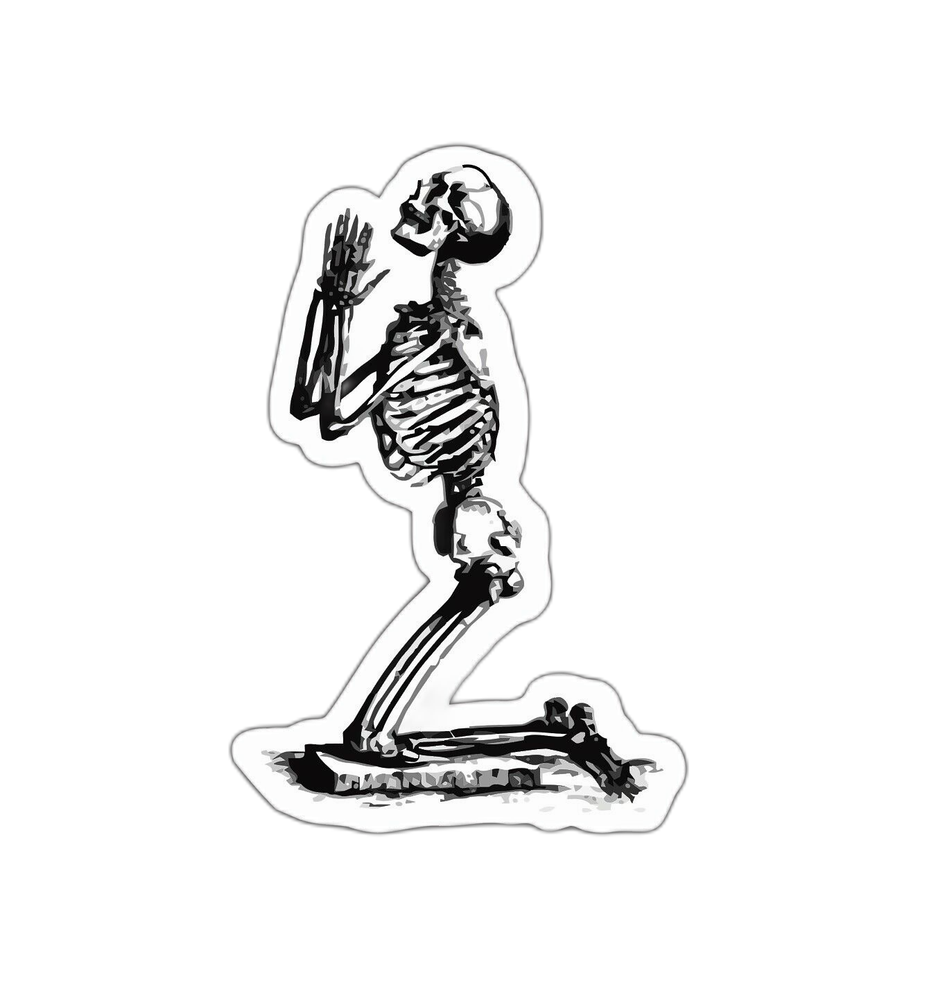 Praying Skeleton Sticker Decal