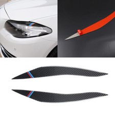Carbon Fiber Headlight Eyebrow Trim Cover Sticker For BMW 5 Series F10 F18 11-17