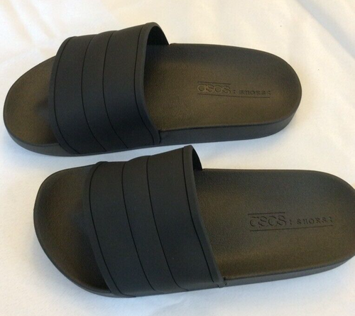 Asos Freya Pool Sliders Womens Size 7 Sandals Black Slip Ons | eBay