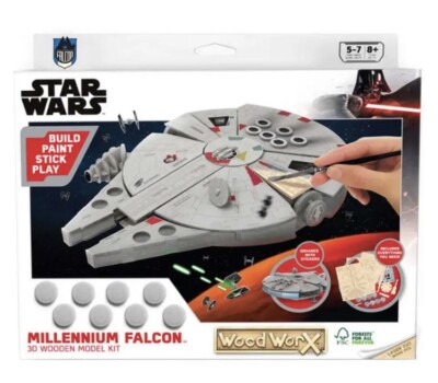 NEW BOXED Star Wars Wood Worx Millennium Falcon Paint And Assembly Activity Gift