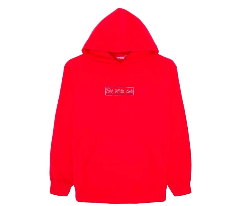 Sweat à capuche Supreme x Kaws Chalk Logo Box Logo Bogo M rouge SS21