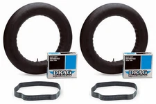 (2) New Drag Specialties MT90-16 Side Metal Valve Stem Inner Tube/Rim Strip Set