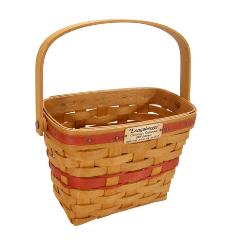 Longaberger Christmas Holiday Collection Red Memory Basket 1989 Edition