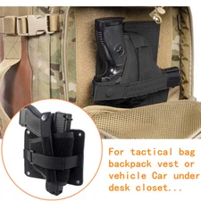 Tactical Backpack Car Beside Desk Gun Holster Concealed Hook&Loop Pistol Holster