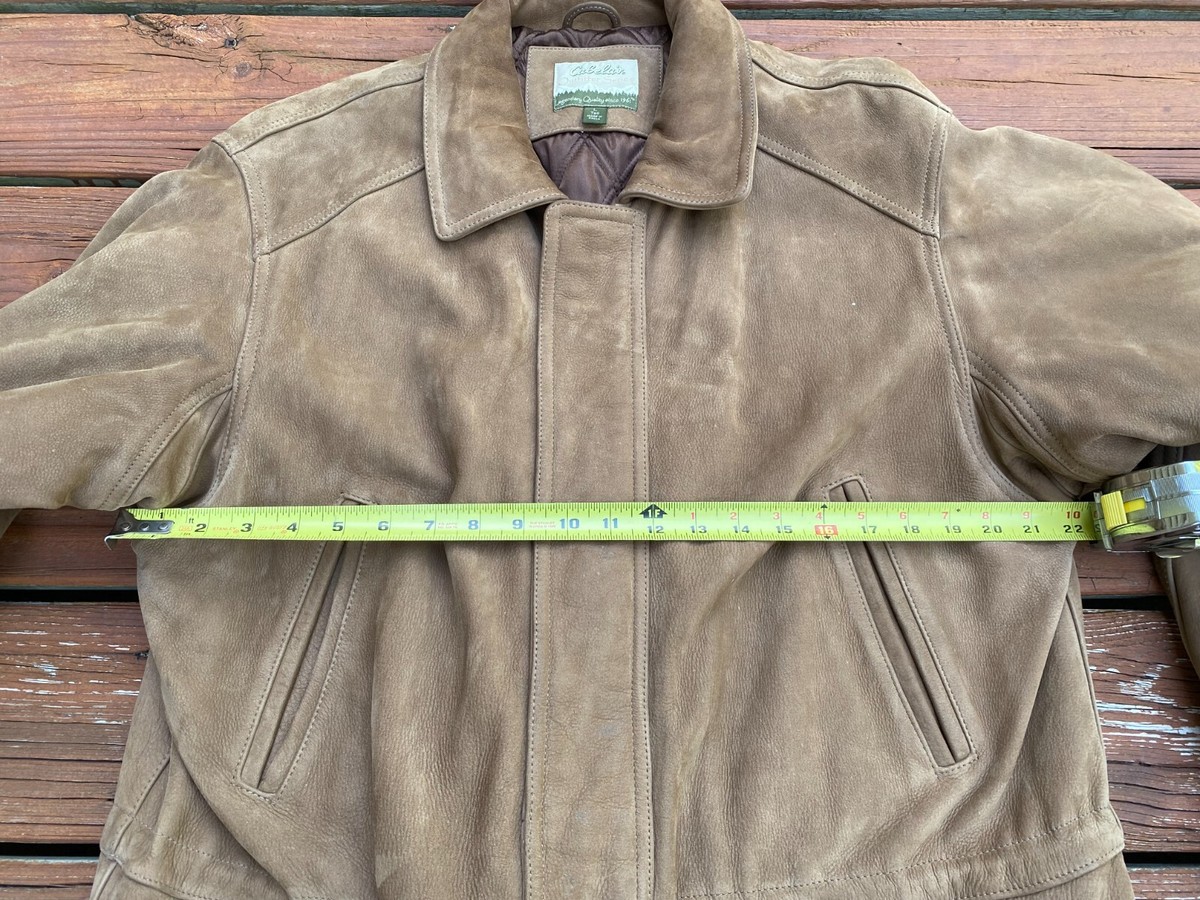 Cabelas Outfitter Series Mens Leather Thinsulate Supreme Brown Camel Coat TALL View 4