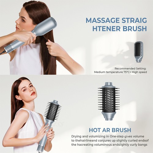 Warmluftbürste Haartrockner Fönbürste Lockenstab 6-IN-1 Hairstyler Lockenwickler - Bild 14 von 41