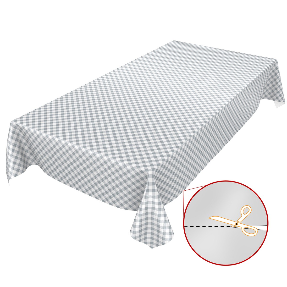 ANRO Wachstuchtischdecke Kariert Grau – Oval 180x140 Cm, Wasserdicht & Pflegeleicht Für Küche, Garten, Gastronomie