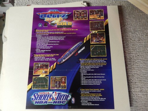 FOLDED nba sports station showtime blitz gold ARCADE GAME FLYER - Picture 2 of 2