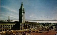 San Francisco, California CA Ferry Building Historic Landmark old cars Postcard