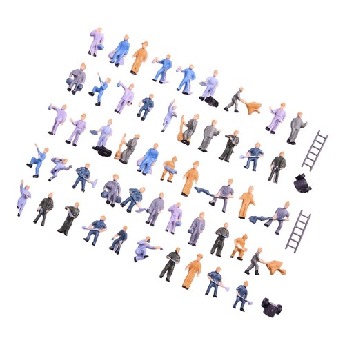 HO Scale Model Train Scenery Set 50 Workers Figures with Bucket Ladder - Picture 16 of 24