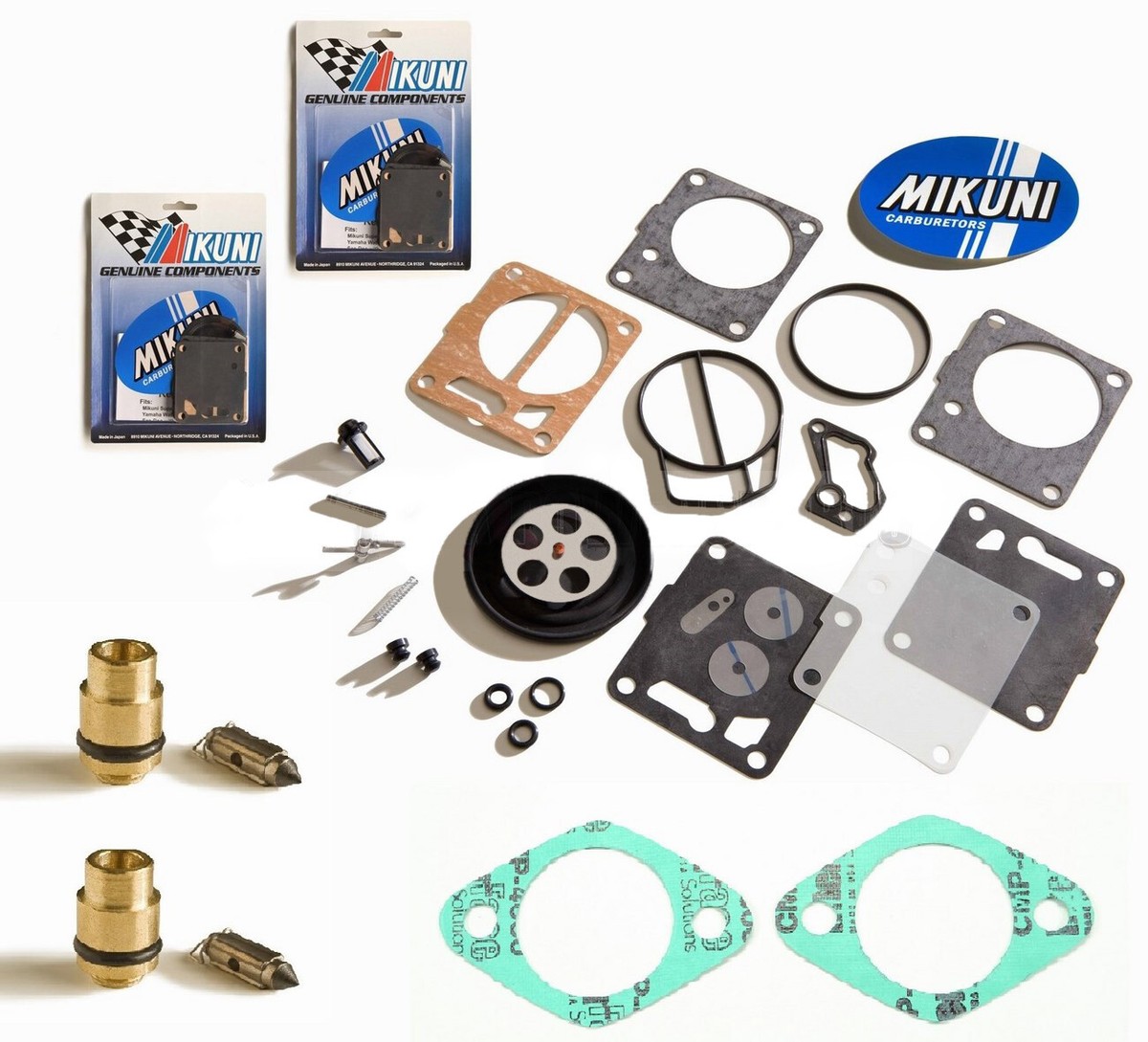 n72p　1001 Sea Doo Dual Genuine Mikuni Carb Rebuild Kit Base Gasket & Needle