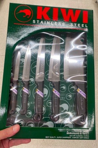 KIWI Multipurpose 5 Knife Set fruit peeler, chef's knife, slicer, and cleaver - Picture 5 of 6