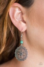 Full Floral Green Earrings Paparazzi New
