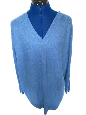 Chico's Touch of Cashmere Easy V-Neck Pullover Women's Size 3 Blue XL NEW