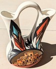 Gray Feather Pottery Signed Native American Wedding Vase Open Work 13" Tall — photo 6