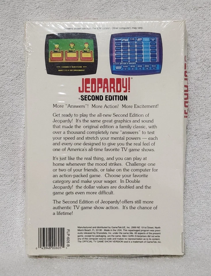 Vintage 1991 Gametek Jeopardy Second Edition IBM PC 3.5” Floppy Disk Game-NEW - Image 2 of 4
