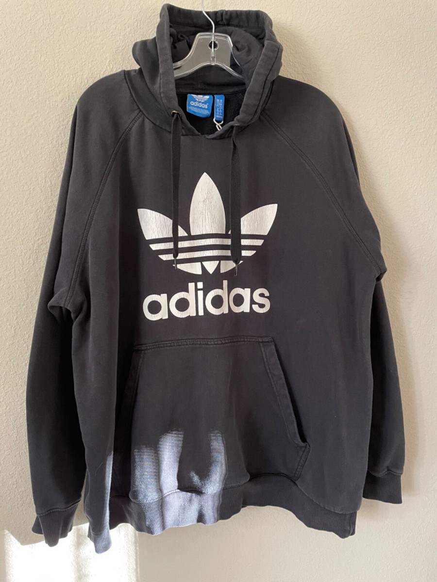 Vintage Adidas Hoodie Men's Size Large Black Pullover Spellout Logo  Streetwear
