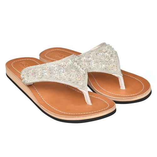Lestarie Damen Sandale, Leder handgefertigt, Flipflops, Pailletten Zehentrenner - Bild 3 von 22