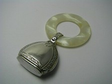 SAART STERLING SILVER BABY RATTLE TEETHING RING by Saart Brothers c1920s No Mono