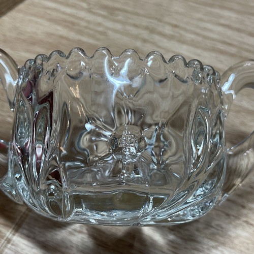 Heavy crystal sugar bowl floral star pattern￼ double handle - Picture 4 of 9