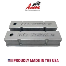 383 STROKER SB Chevy Tall Valve Covers - Bead Blast - Raised Logo - Ansen USA