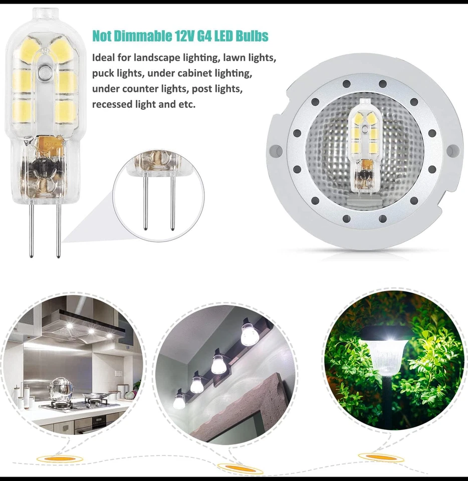 G4 LED Bulb, 12V G4 Bi Pin Bulb, NOT Dimmable G4 20W Halogen Bulb Replacement, D - Image 3 of 4