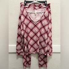 Jessica Simpson Plaid Lace Neckline Pajama Set NWOT XL