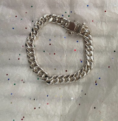 Sterling Silver 950 Chain Link Bracelet  65 grams 1 cm thick